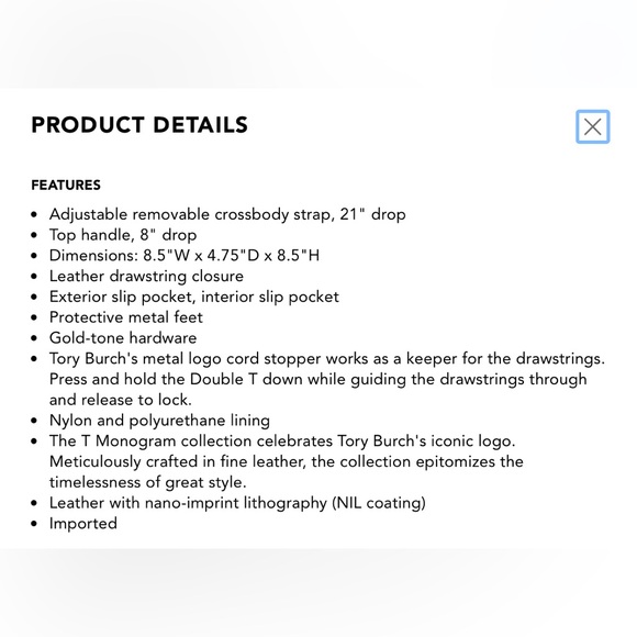 Tory Burch T Bucket Shoulder Bag - Picture 5 of 5